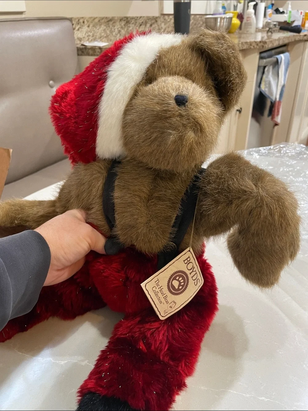 2005 Ho Ho Santabeary Poseable Boyd Bears in Red Plush Santa Bear Holiday